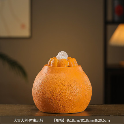 不插电充电流水摆件蓄电池流水摆件不插电水循环爱马仕橙大吉大利