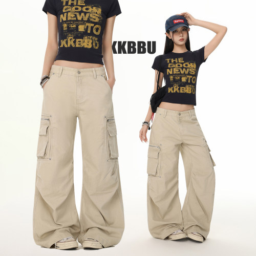 KKBBU美式复古宽松阔腿工装裤