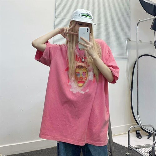 KKBBU粉色小丑夏季美式宽松短袖