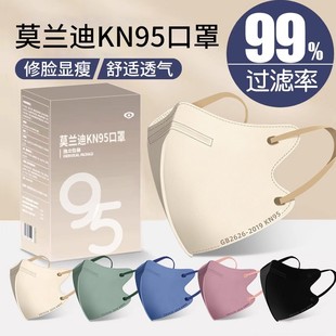 万宝绿口罩3d立体女士高颜值冬黑色kn95一次性男2025新款防尘雾霾