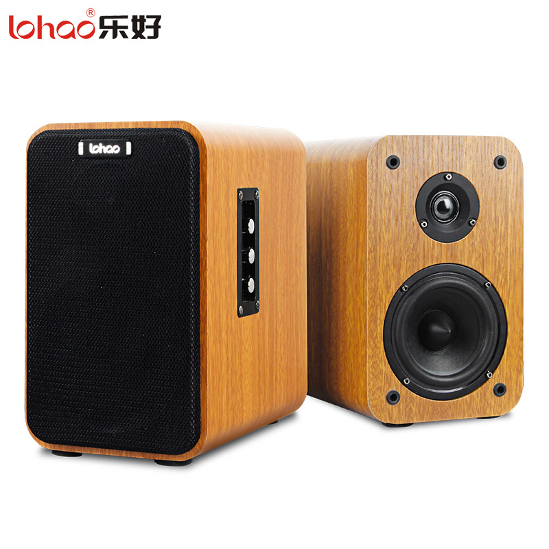 乐好8219HIFI2.0书架监听音箱木质无损解码店铺背景音乐影院音响