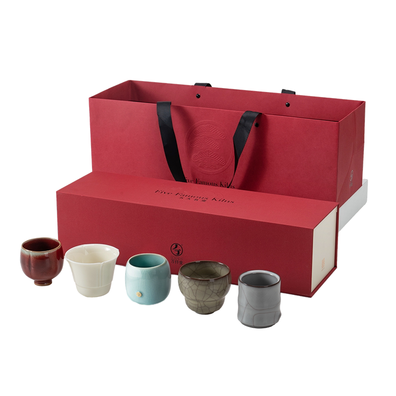 【文创礼品】万仟堂茶杯个人专用高档主人杯套装礼盒五大名窑