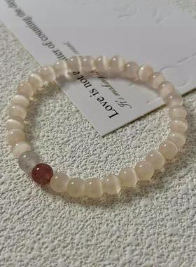 草莓晶手串猫眼石串珠手链