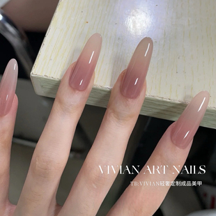 【甘露寺】vivian2025新款极致裸色渐变妈生本甲手工穿戴甲Y808款