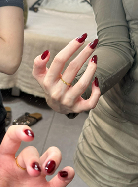 【玛丽 】琦琦实拍姨妈红颜色很正港风宝石红手工穿戴甲J405