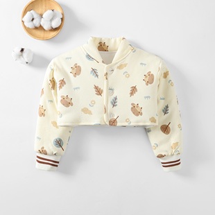 秋冬夹棉加厚披肩宝宝睡觉防寒长袖 立领护肩儿童纯棉防冻坎肩睡衣