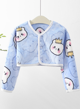 秋冬季法兰绒儿童护肩加绒保暖睡觉护肩膀婴儿宝宝坎肩长袖防冻衣