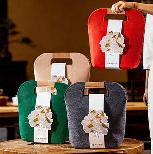 茶叶包装袋普洱茶红茶咖啡旅游伴手礼手提包便携购物袋毛毡布袋