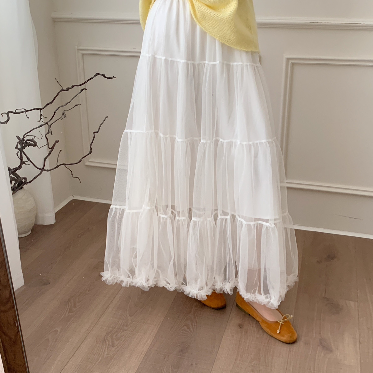 芭妮Bonnet-26年早春韩系木耳边蛋糕纱裙半身裙