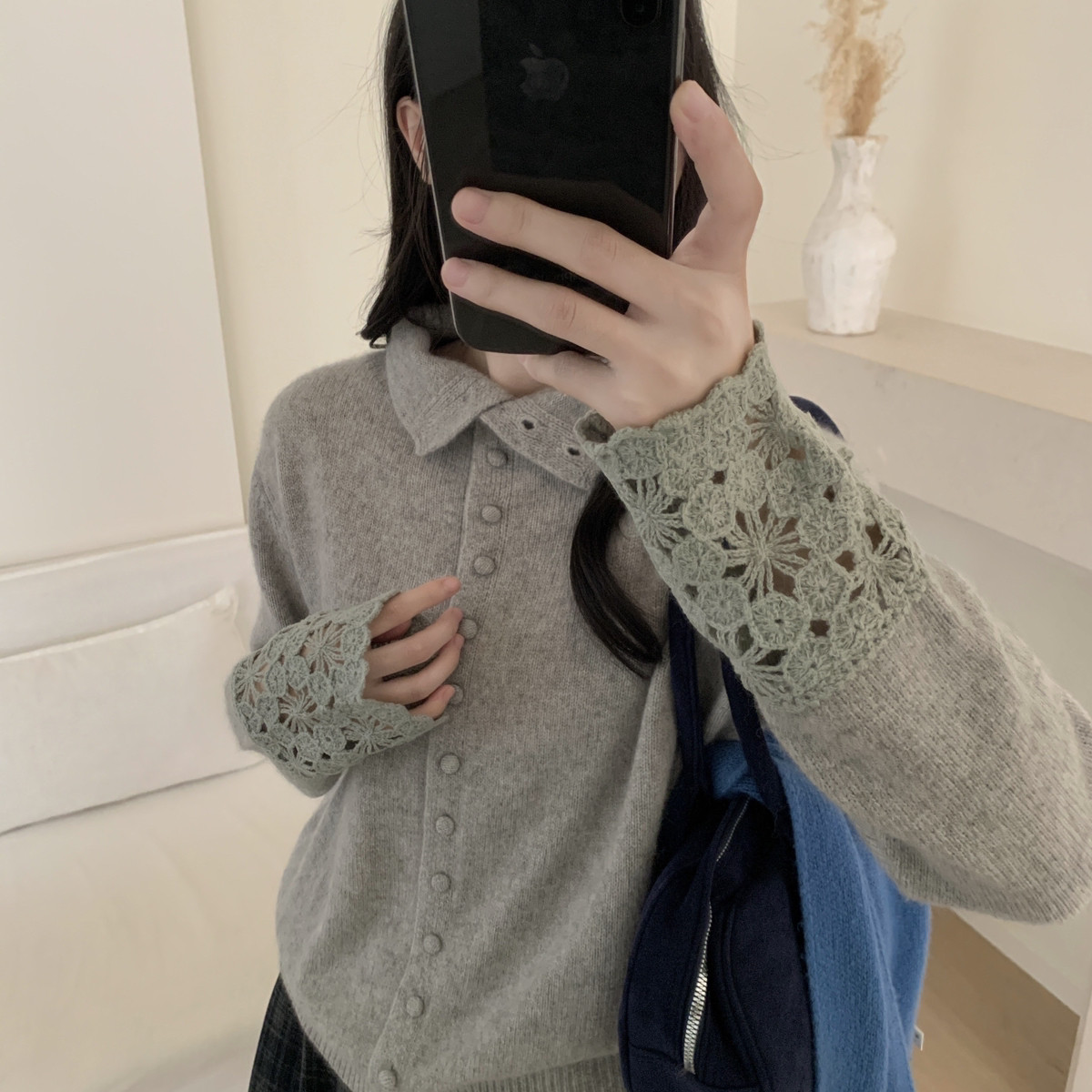 MUUTIS牧缇-约高领立领单排扣阿拉善骆驼针织开衫