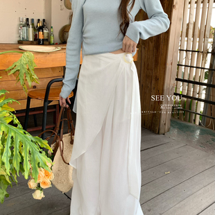 周末穿搭灵感 SEE YOU 春挖到神裤 随性慵懒宽松屁帘假两件休闲裤