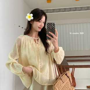 MSTUDIO漫莎 26年早春清风皎月高定面料早春淑女气质系列小衫