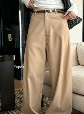 KAPOK-极简宽松百搭垂感阔腿裤休闲裤(配腰带)