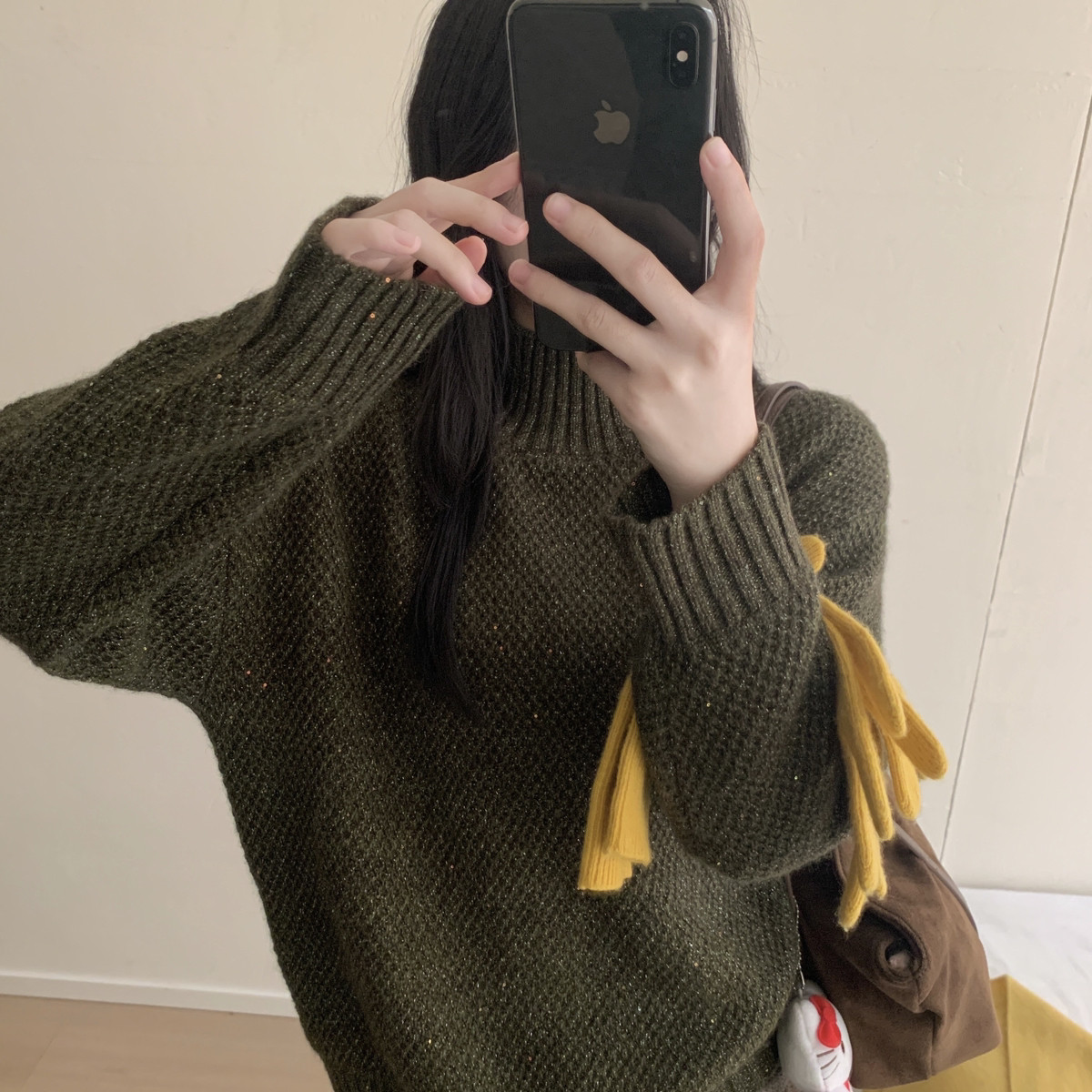 MUUTIS牧缇-韩系高领坑条菠萝针浣熊加厚保暖毛衣