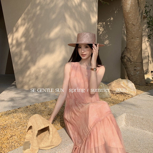 SE GENTLE SUN-SE白标夏日浪漫法式度假风亚麻连衣裙