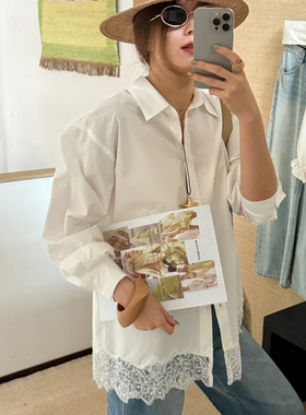 MADEIN OST-26年早春26年早春首发极简老钱中长款蕾丝拼接衬衫