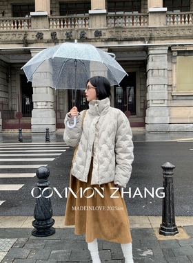 CZ ZHANG-韩系减龄碎花格子羽绒服女冬季宽松羽绒服