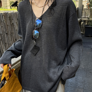 针织衫 V领纯色针织衫 提前上新韩版 卢浮Sei秋款