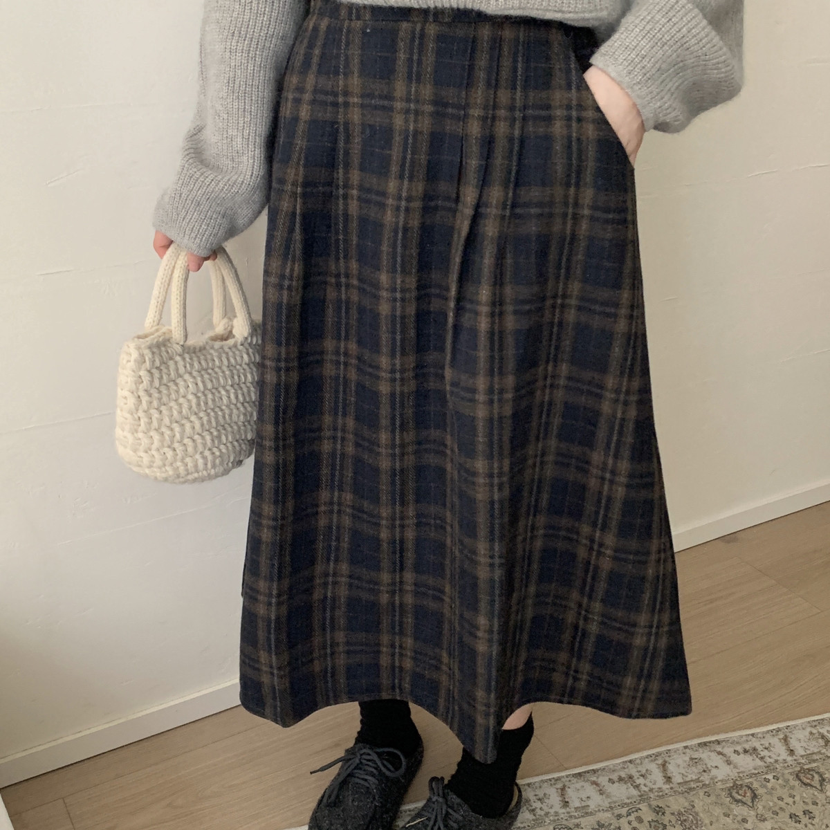 MUUTIS牧缇-日系格裙冬上新好看又百搭A字裙版型超正半身裙