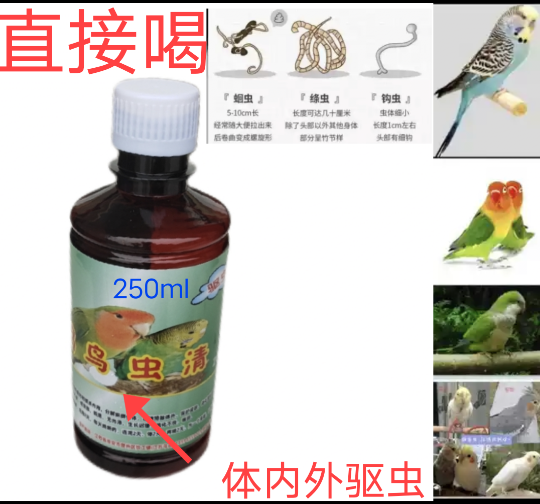 鹦鹉鸟玄凤牡丹大头虎皮常用体内外预备驱虫打虫防止啄毛掉羽止痒