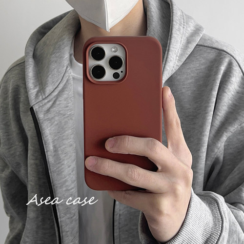 美拉德咖啡色手机壳苹果15硅胶