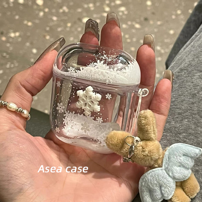 冬日流沙雪花苹果Airpods耳机壳