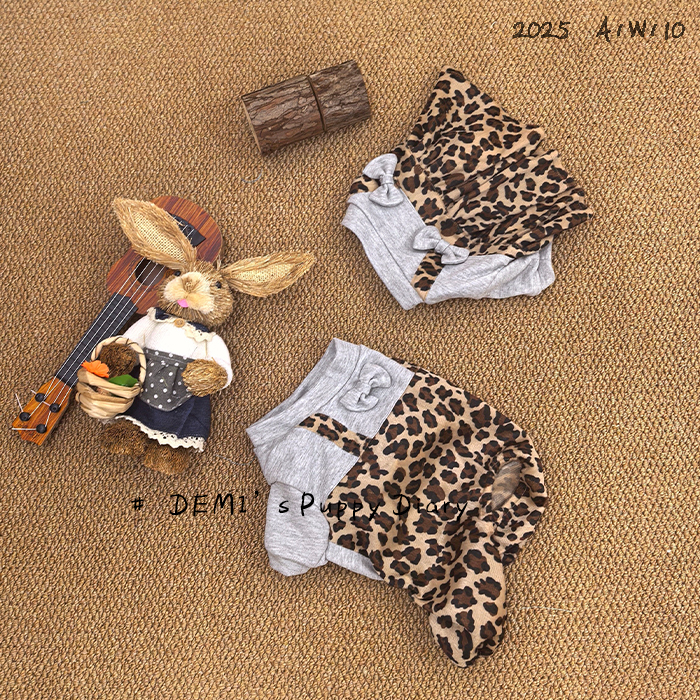 DEMI原创定制宠物法斗巴哥英斗恶霸秋冬豹纹四脚裤舒适公主裙