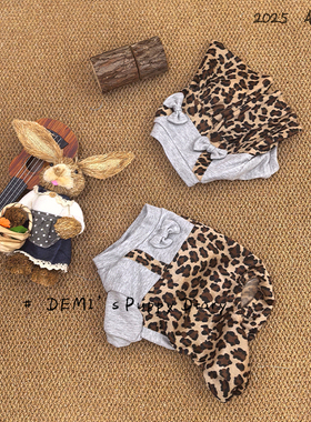 DEMI原创定制宠物法斗巴哥英斗恶霸秋冬豹纹四脚裤舒适公主裙