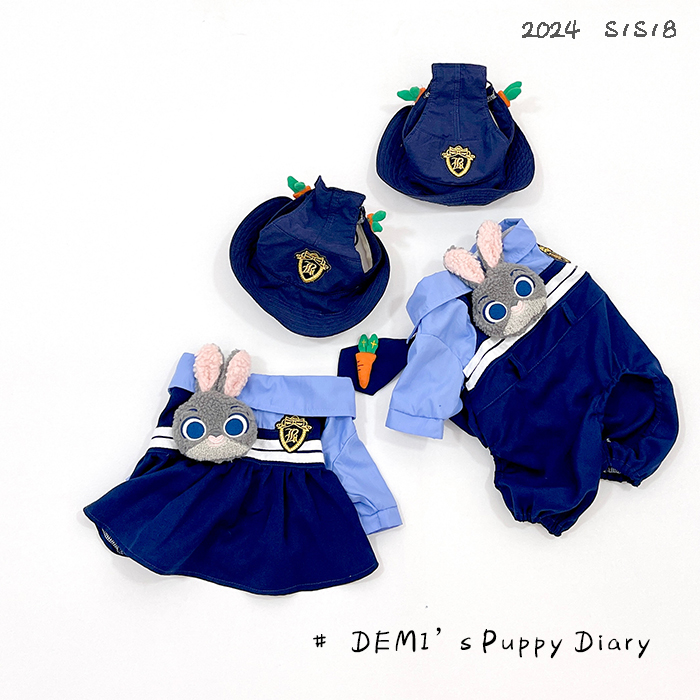 DEMI狗狗纯棉兔子警官公主裙裤子