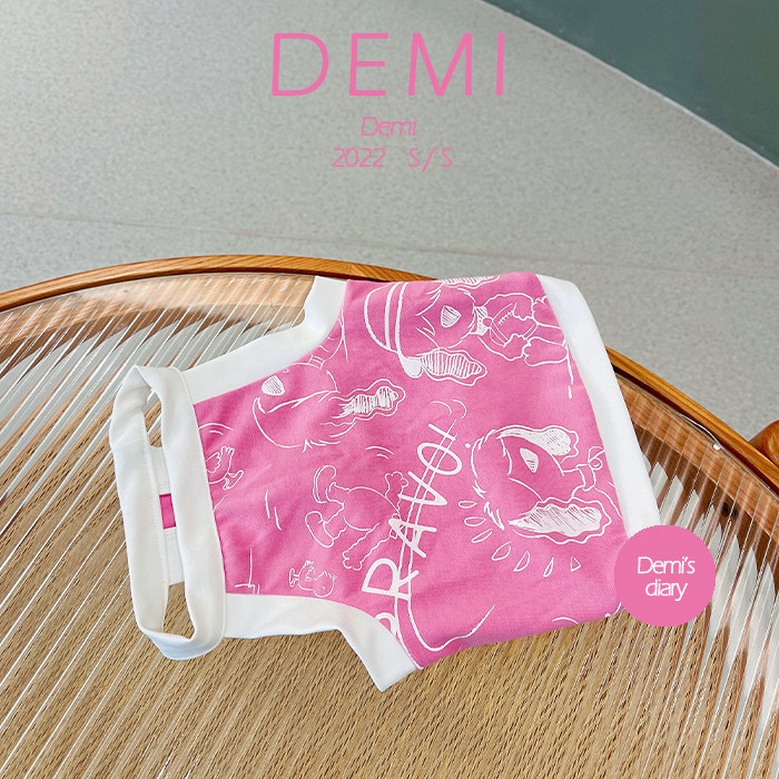 DEMI原创定制宠物衣服法斗巴哥胖狗马尔济斯夏季薄款荧光粉色背心