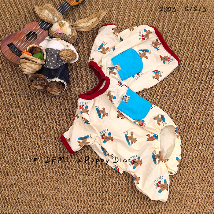 DEMI原创定制宠物法斗巴哥英斗恶霸纯棉夏季卡通T恤撞色四脚裤