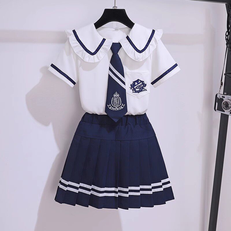 女童JK制服套装夏季2026新款洋气学生学院风小女孩连衣裙子两件套