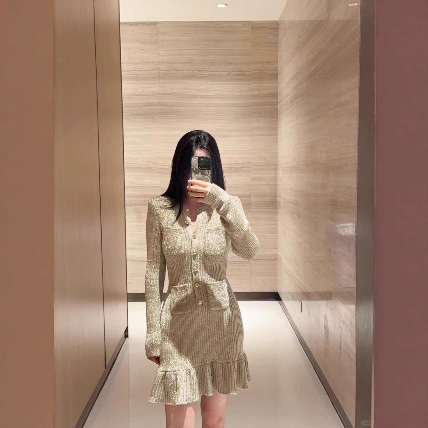 秋季新款法式名媛小香风修身显瘦圆领单排扣长袖连衣裙,女装/女士精品,连衣裙,淘宝优惠券,粉丝福利购,淘宝优惠卷