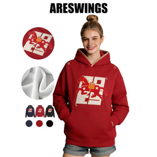 ARES冬季新年重磅美式印花刺绣加绒卫衣马到成功宽松款卫衣男女