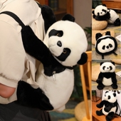 仿真卡通毛绒大熊猫头型儿童双肩背包宝宝包包成都基地纪念品礼物