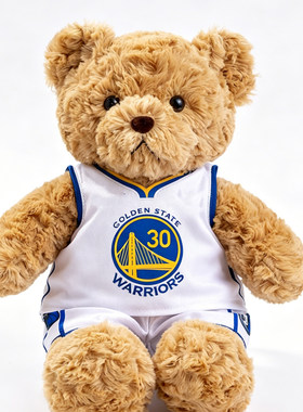 NBA篮球库里球星泰迪熊娃娃公仔玩偶足球男生可定制球衣生日礼物