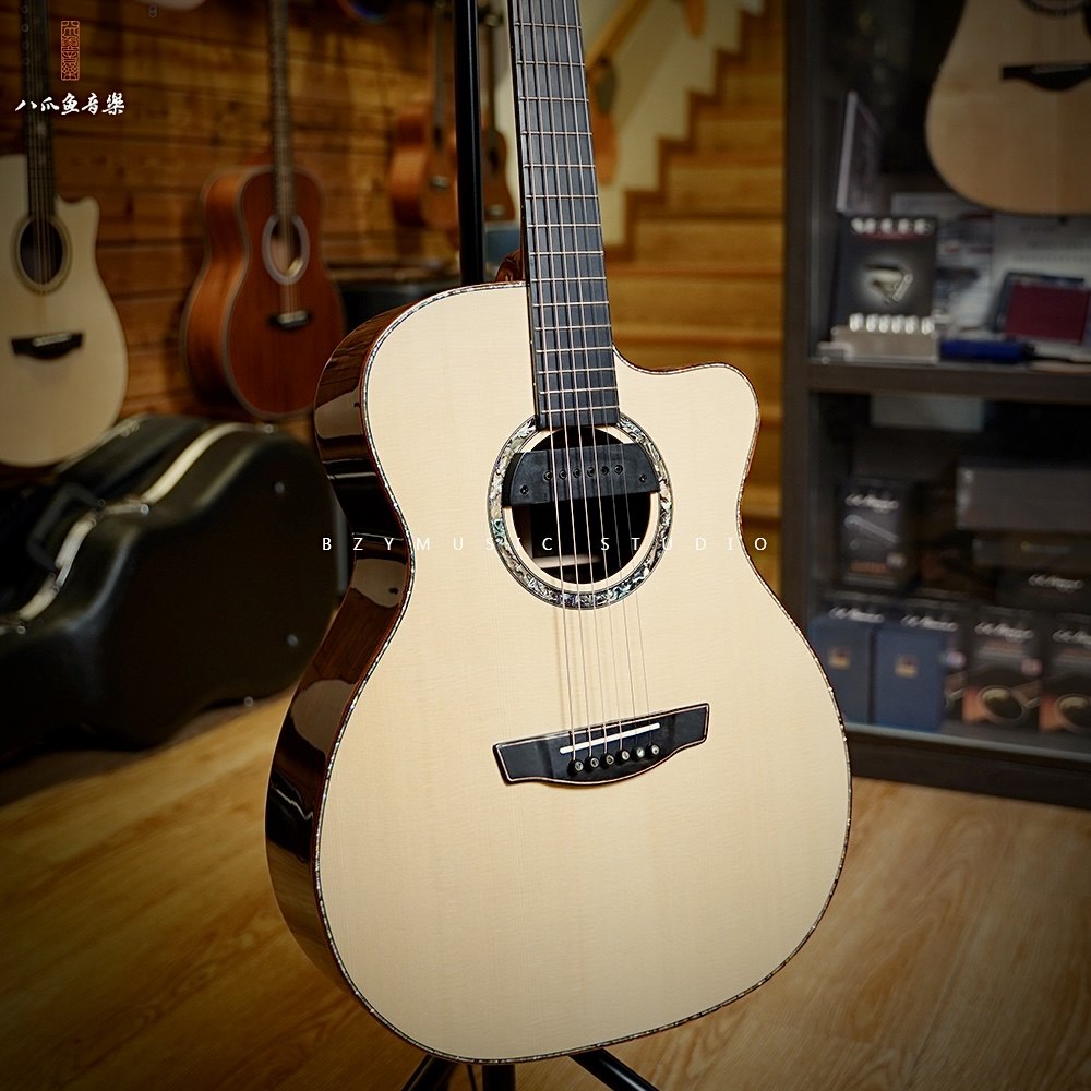 BZY Guitars 高端定制系列手工琴德国云杉沉水红杉可可菠萝 吉他