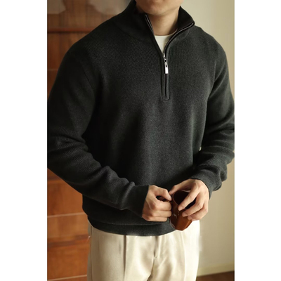 半高领拉链针织衫男硬汉修身长袖