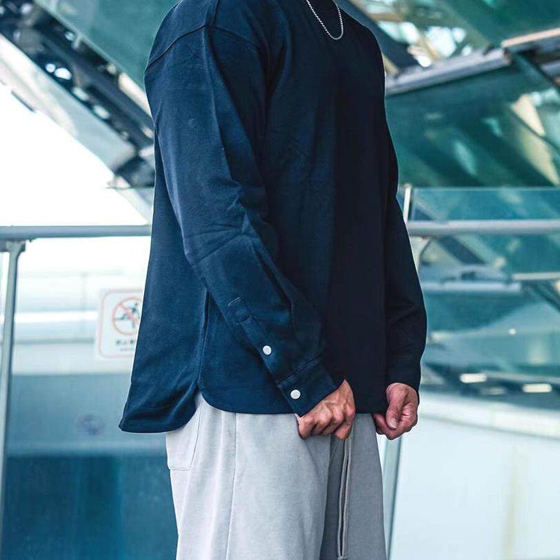 欧货衬衫袖卫衣男下摆开叉圆弧底长袖t恤健身训练运动燕尾打底衫,男装,T恤,淘宝优惠券,粉丝福利购,淘宝优惠卷