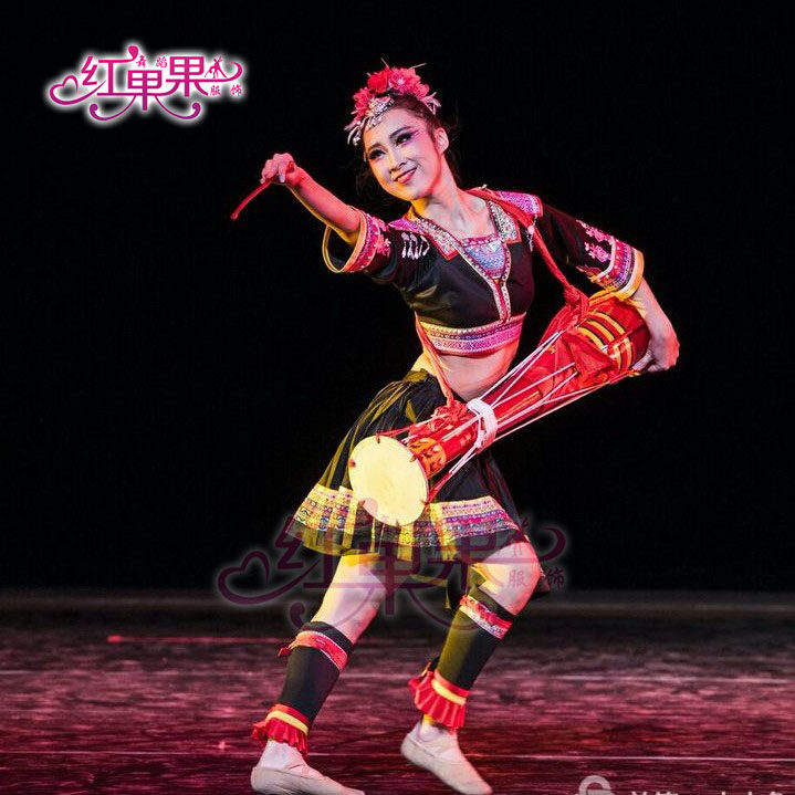演出服饰民族舞服装瑶鼓情桃李杯瑶族舞蹈舞台服装订制