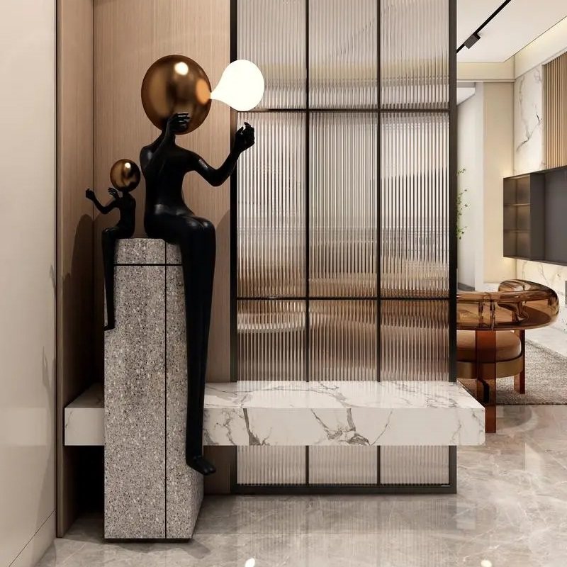 后现代人体艺术落地灯酒店商场人形动物摆件装饰画廊展厅雕塑立灯