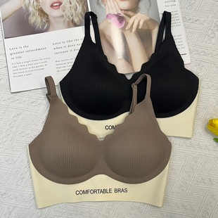 茜咪璐089无痕背心式 吊带无钢圈睡眠胸罩内衣女 小胸中厚偏薄杯款