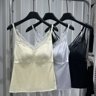 茜维诗5282醋酸女士V领春夏免穿内衣蚕丝乳胶养护时尚 打底背心衣