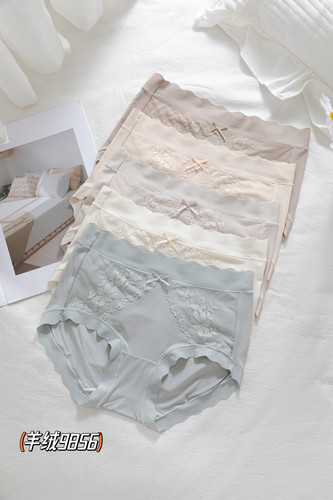 5条盒装缇娅朵9856内裤女底裤无痕磨毛蕾丝弹力微绒秋冬三角短裤