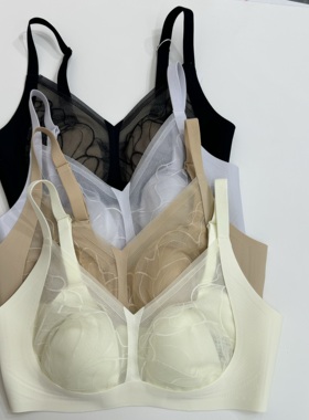 蕾丝大胸显小显瘦内衣女兔耳朵杯无钢圈收副乳防下垂文胸罩66895