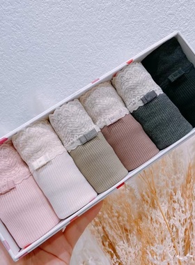 小兰裙6条装无痕内裤女薄款螺纹棉高弹力蕾丝边中腰包臀短裤3099