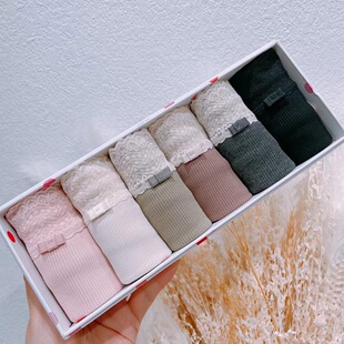 小兰裙6条装无痕内裤女薄款螺纹棉高弹力蕾丝边中腰包臀短裤3099