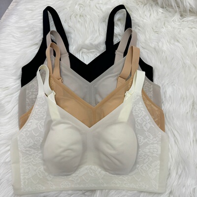 美月馨5574超薄提花固定兔耳朵文胸BC大胸显小无痕内衣收副乳胸罩