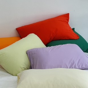 简约纯色日系全棉天竺棉枕套 A类亲肤裸睡纯棉枕芯套48x74cm