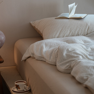 彩棉A类加厚全棉天竺棉四件套 床上用品 亲肤裸睡纯棉被套床笠款